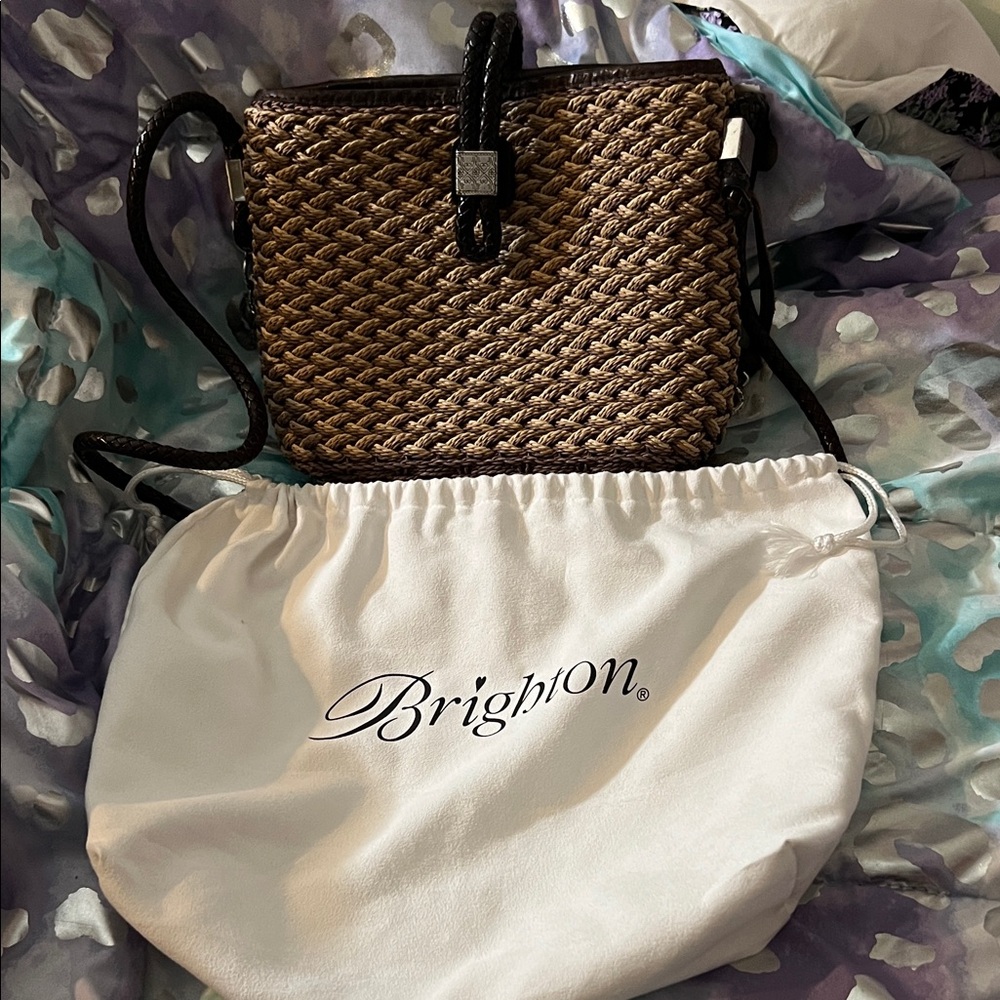 Brighton Brown Woven Crossbody Bag-EUC - Picture 2 of 11